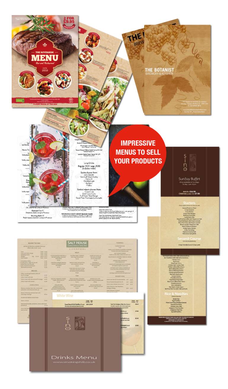 Selection of printed menus