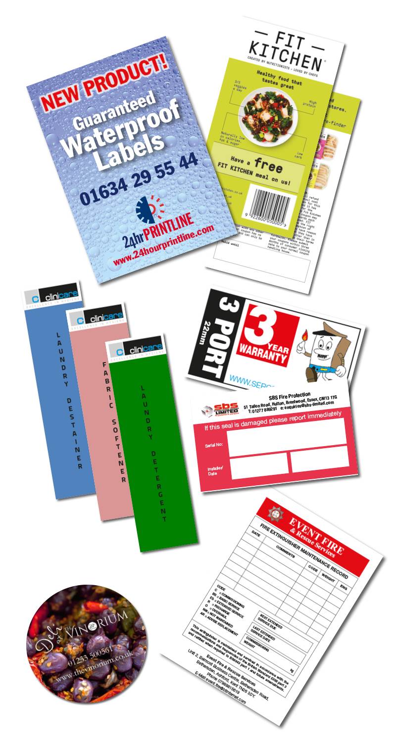 Range of labels and stickers - we even provide waterproof ones